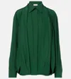 Loewe Draped Silk Blouse In Green
