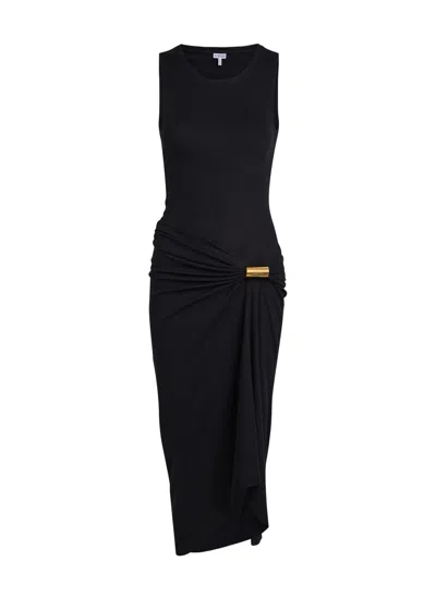 LOEWE LOEWE DRAPED STRETCH-COTTON MIDI DRESS