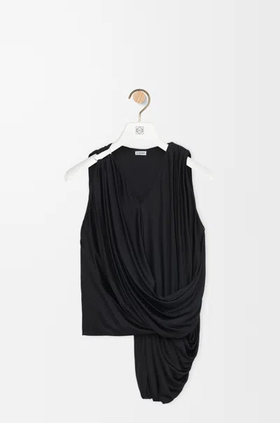 Loewe Draped Jersey Sleeveless Top In Black