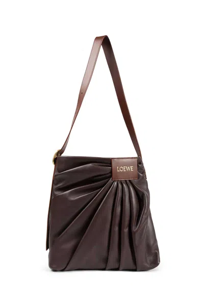 Loewe Womens Dark Chestnut Draped Leather Tote Bag In Brown