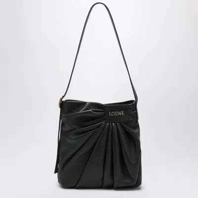 Loewe Draped Medium Leather Tote Bag In Black