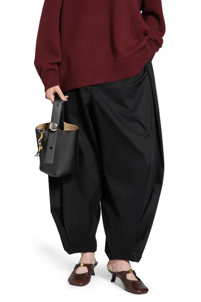 Loewe Draped Trousers In Cotton And Silk In Black
