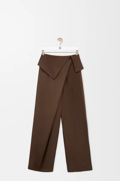 Loewe Draped Trousers In Wool Size:32 For Woman In Brown