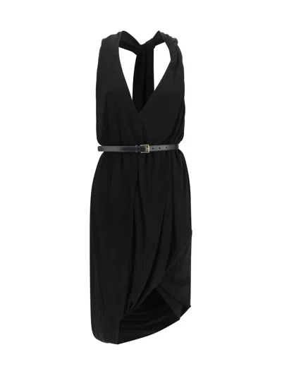 Loewe Draped Viscose Dress In Black