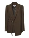 Loewe Khaki Green Double-breasted Wool Jacket Women In Black
