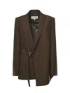 Loewe Khaki Green Double-breasted Wool Jacket Women In Multi