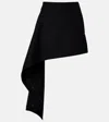 Loewe Womens Black Draped-side Asymmetric-hem Cotton-blend Mini Skirt In Black