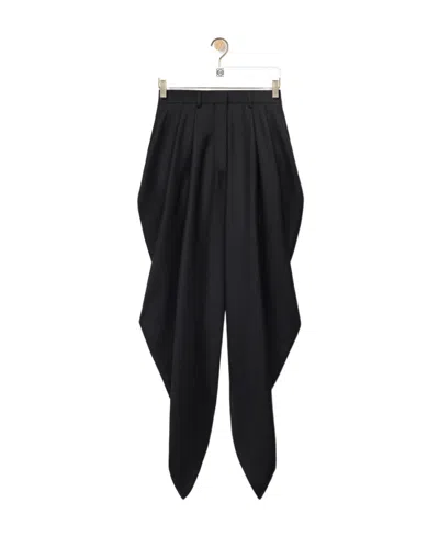 Loewe Draped Wool Trousers In Black