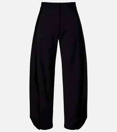 Loewe Draped Wool Wide-leg Pants In Black