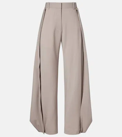 Loewe Draped Wool Wide-leg Pants In Brown