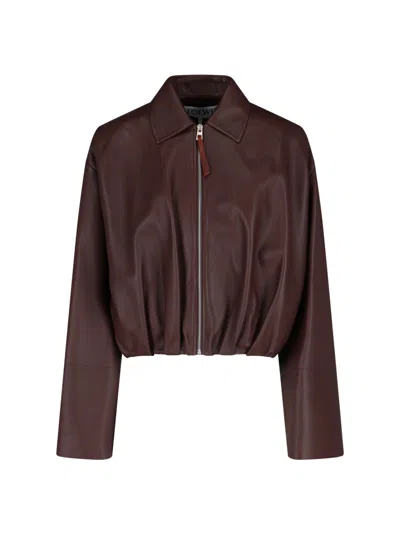 Loewe Draped Zip Jacket In Brown