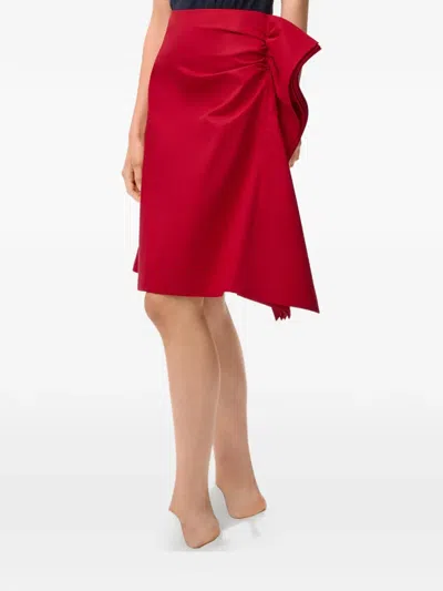 Loewe Draped-detail Midi Skirt In Red