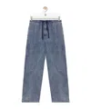 Loewe Cotton-linen Drawstring Trousers In Blue
