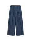 Loewe Drawstring Chambray Trousers In Blue
