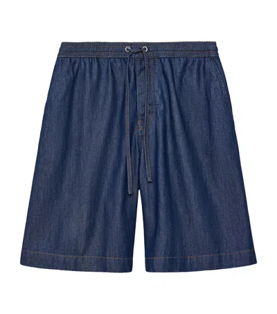 Loewe Drawstring Denim Shorts In Blue