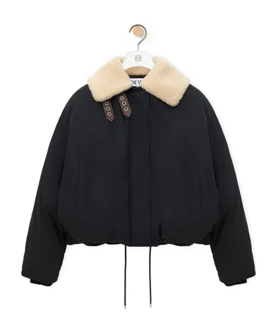 Loewe Drawstring Hem Puffer Jacket In Black