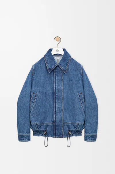 Loewe Drawstring Jacket In Denim In Blue