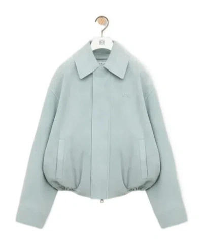 Loewe Drawstring Jacket In Suede Lambskin In Green