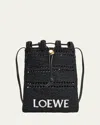 Loewe Drawstring Pocket Crossbody Bag In Raffia In Black