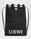 Loewe Drawstring Pocket Crossbody Bag In Raffia In Black