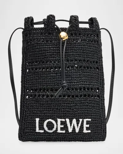 LOEWE DRAWSTRING POCKET CROSSBODY BAG IN RAFFIA