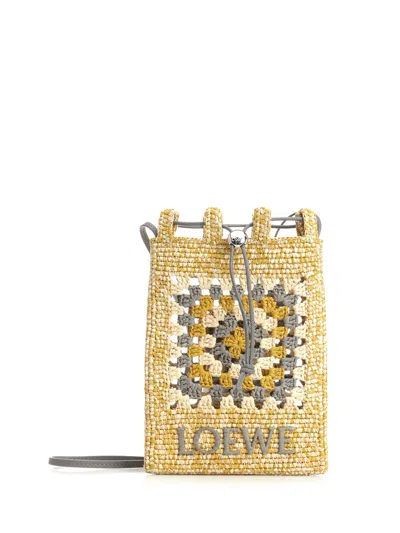 Loewe X Paula S Ibiza Raffia Cross-body Pouch In Brown