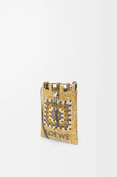 Loewe Drawstring Pocket In Classic Leather Skin And Raffia For Woman In Yellow