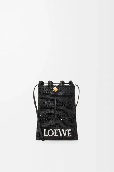 Loewe Drawstring Pocket En Raphia Pour Femme In Black