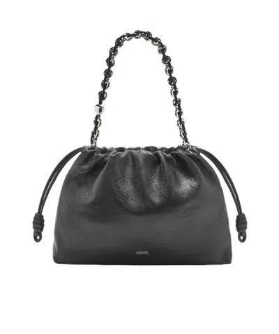 Loewe Large Flamenco Purse In Deerskin In Black
