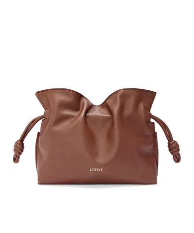 Loewe Hamster Mini Flamenco Clutch In Nappa Calfskin In Brown