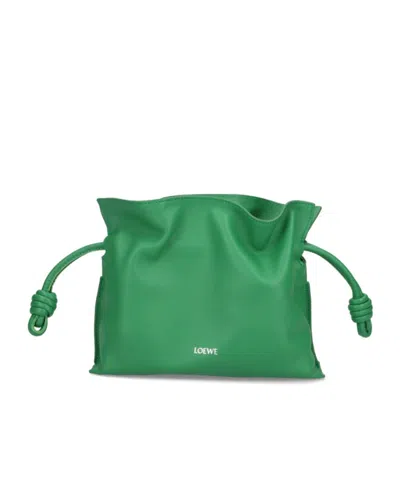 Loewe Bunny Mini Flamenco Clutch In Nappa Calfskin In Green