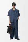Loewe Drawstring Chambray Trousers In Blue