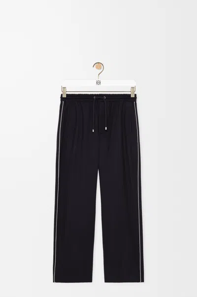 Loewe Wool-blend Drawstring Trousers In Blue