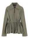 Loewe Drawstring-waist Gathered Jacket In Green