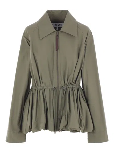 Loewe Drawstring-waist Gathered Jacket In Green