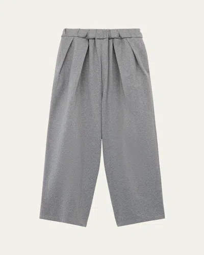 Loewe Drawstring Wide-leg Pleated Sweatpants In Gray