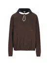 Loewe Drawstring-collar Elasticated-hem Sweater In Brown