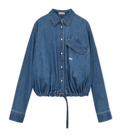 Loewe Drawstring-hem Denim Shirt In Blue