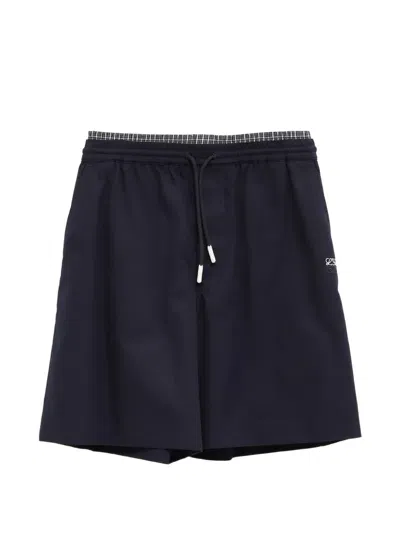 Loewe Drawstring-waist Logo-embroidered Shorts In Blue