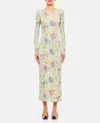Loewe Women Morning Glory Print Cotton And Silk Multicolor Dress