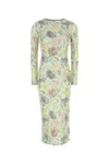 Loewe Women Morning Glory Print Cotton And Silk Multicolor Dress