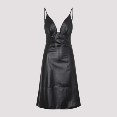 Loewe Anagram Midi Leather Dress In Black