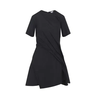 Loewe Draped Asymmetric Dress Short Sleeves In Black