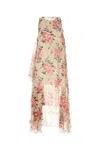 Loewe Floral Print Silk Dress Asymmetrical Construction In Floral