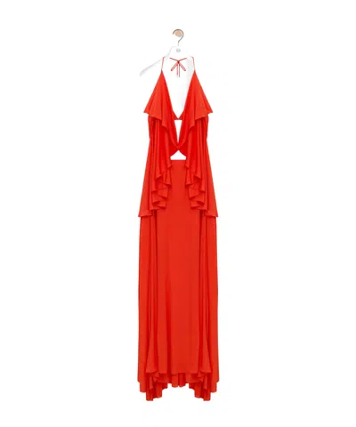 Loewe Dress In Crepe Viscose In Red
