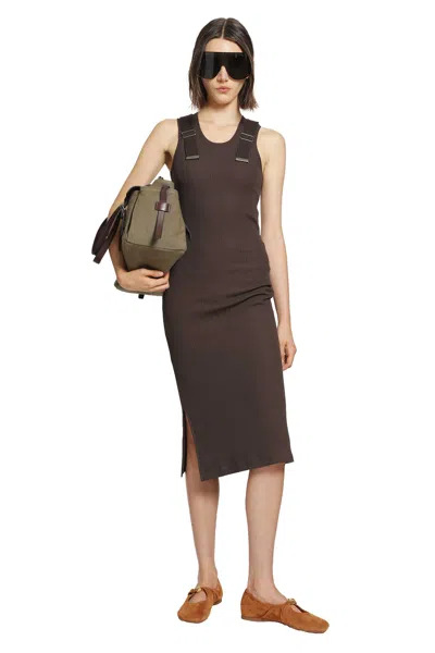 Loewe Dress In Stretch Cotton In Brown