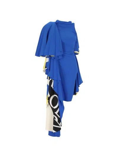 Loewe Dress In Stretch Viscose In Blue