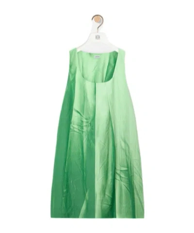 Loewe Dress In Technical Cotton In Green