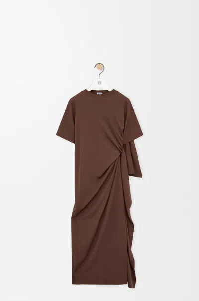 Loewe Dark Brown Viscose Blend Dress In Blue