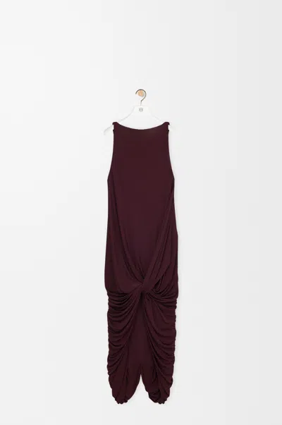 Loewe Sleeveless Draped Jersey Asymmetric Dress In Burgundy